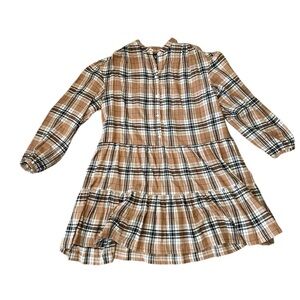 Gap plaid drop waist shirt dress with bracelet length sleeves